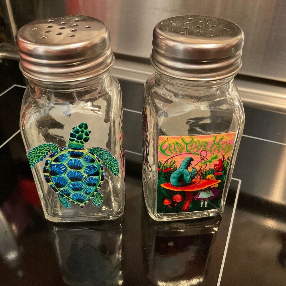 Decorated Salt Pepper Shakers Psychedelic Groovy Retro Hippie Style
